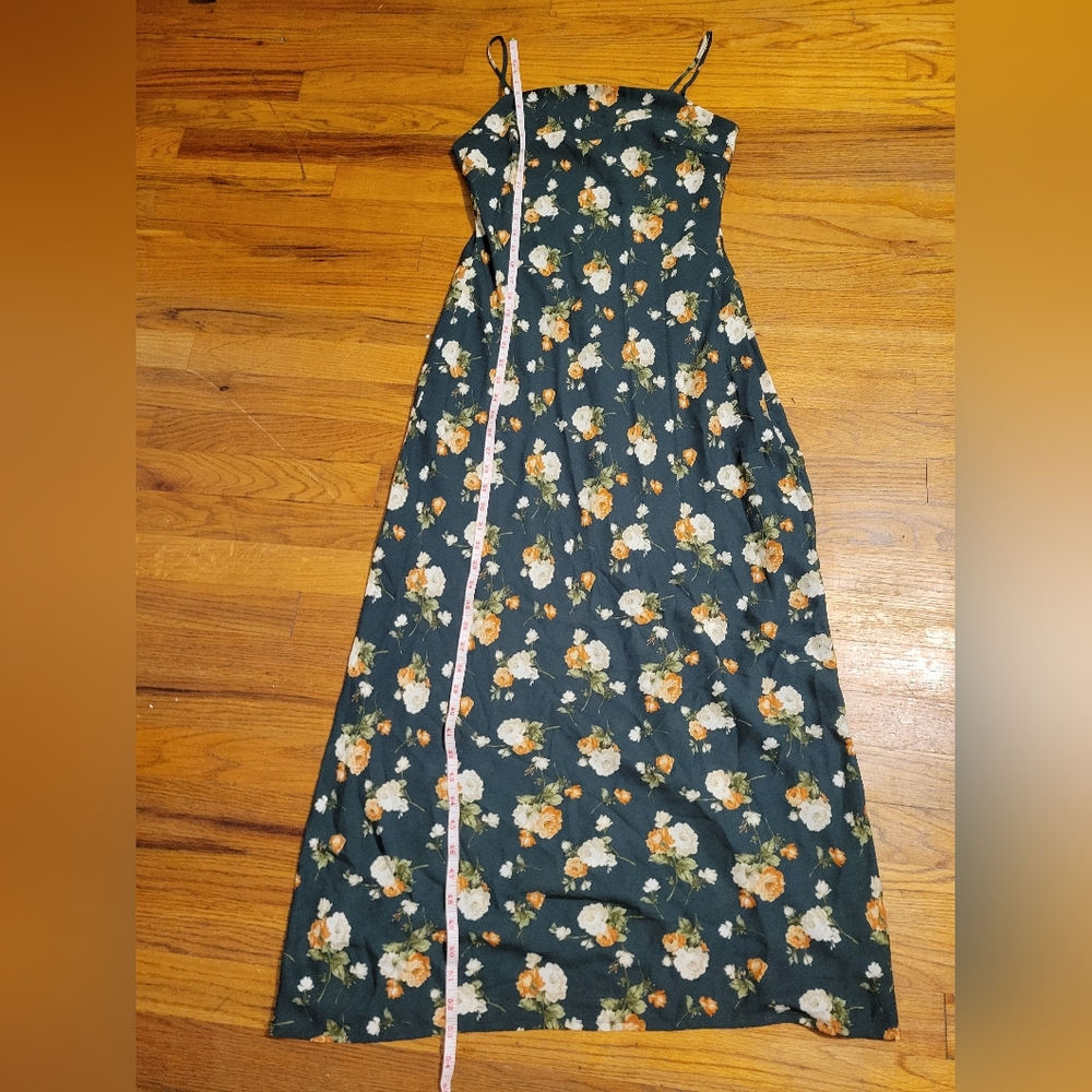 The Workshop Dark Green Floral Maxi Dress Spaghette Straps. Garden Girl Cottage - Picture 11 of 11